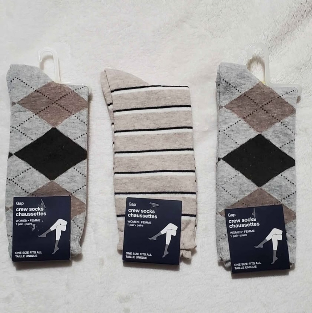 GAP Women's Argyle and Striped Crew Socks - 3 Pack